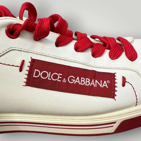Dolce & Gabbana Men’s Sneakers White Red Size 8 (Made in Italy) - Picture 7 of 10